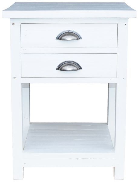 White 2 Drawer Bedside/Side Table/Pedestal/Nightstand Crafted Pine Wood