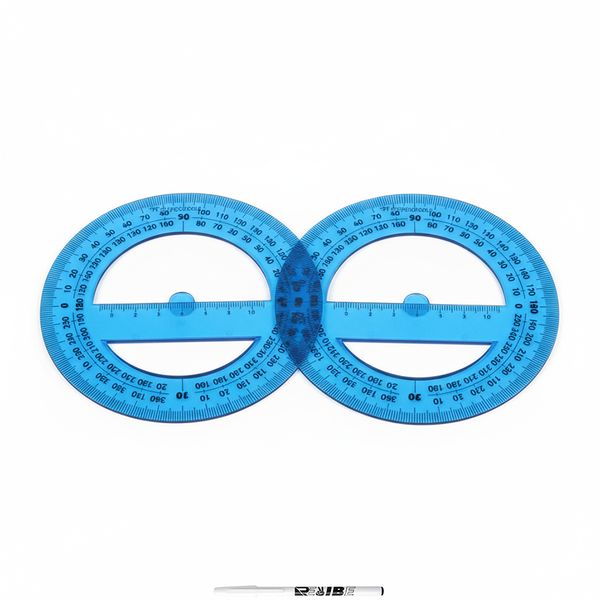2 Pack Blue 360 Flexible Protractor - 12cm Geometry Tool With ReVibe Pen