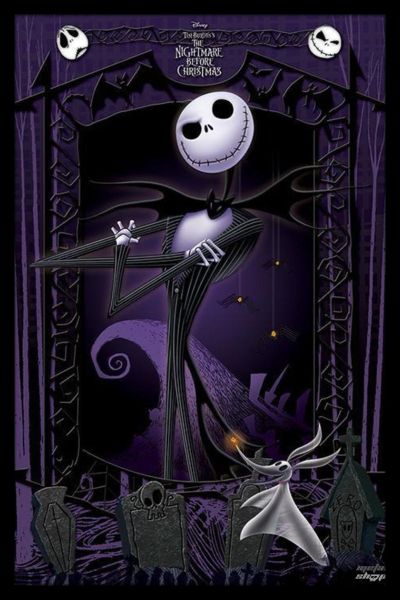 Nightmare Before Christmas (Jack) Poster with Black Frame