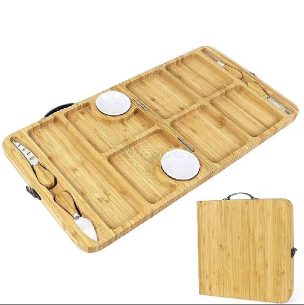 Bamboo Cheese Plate Cover Multipurpose Cheese Board Knife Set