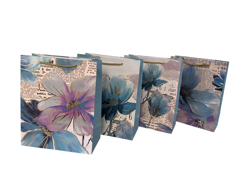 Elegant Gift Bags with Magnolia Blooms Design, 4 Patterns, 32×26×12cm
