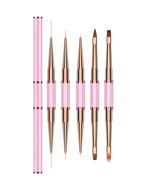 5-Pack Professional Double-Ended Nail Art Brush Set for DIY &amp; Salon Use