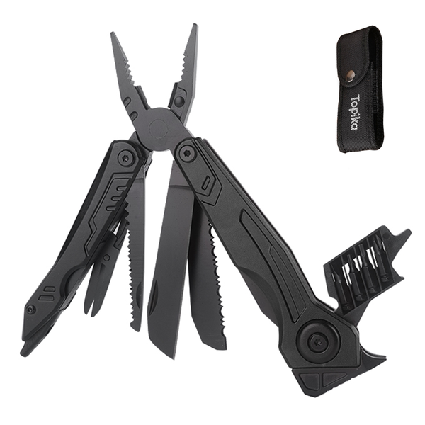 Topika Multitool Folding Pliers 12-in-1 with Knife, Saw &amp; Screwdriver Bits