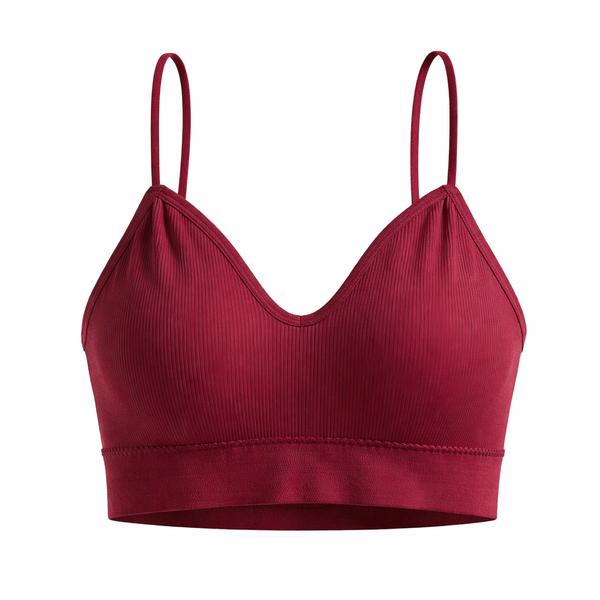 One-Size Seamless Sports Bra with V-Neck - Burgundy