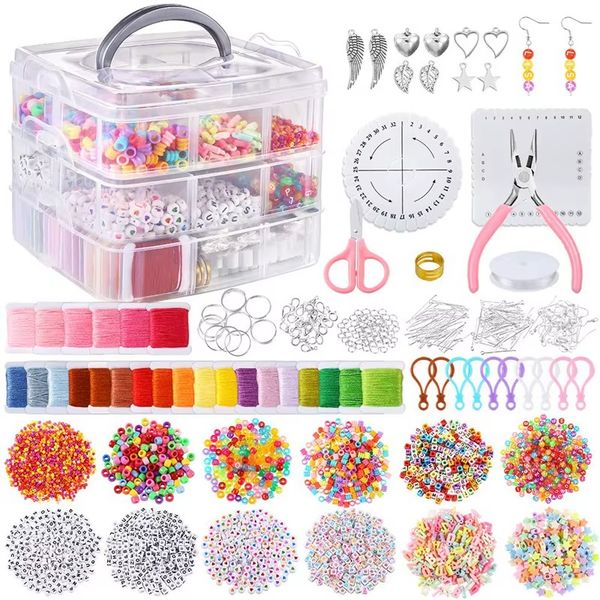 12 Styles Friendship Bracelet Kit with String and Letter Beads