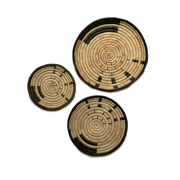 Graphic Two-Tone 3-Piece Wall Art - Woven Circle Wall-Hanging Set