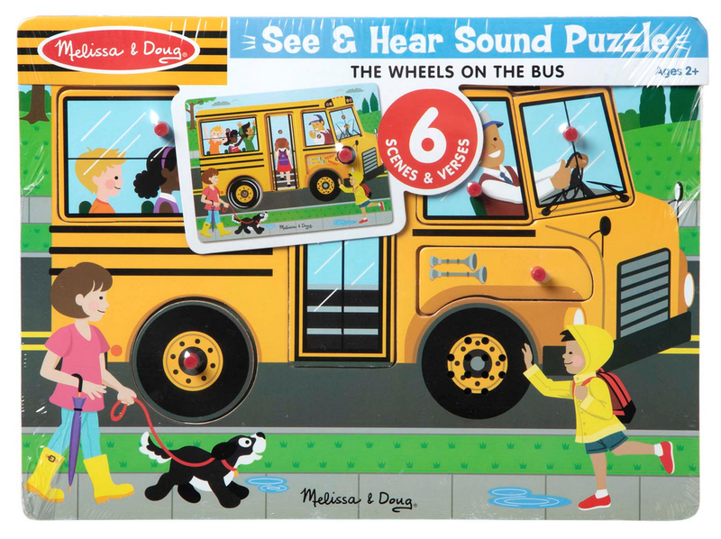 Melissa &amp; Doug Wheels On The Bus Wooden Sound Puzzle (6 Piece)