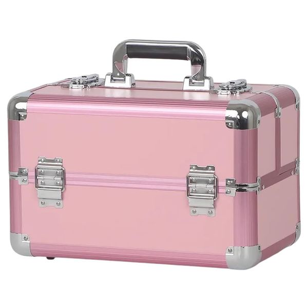 Professional Aluminum Two-Compartment Makeup Cosmetic Case