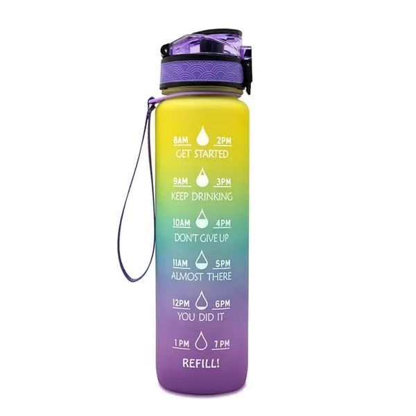 1L Yellow/Blue/Purple Leak Proof Water Bottle