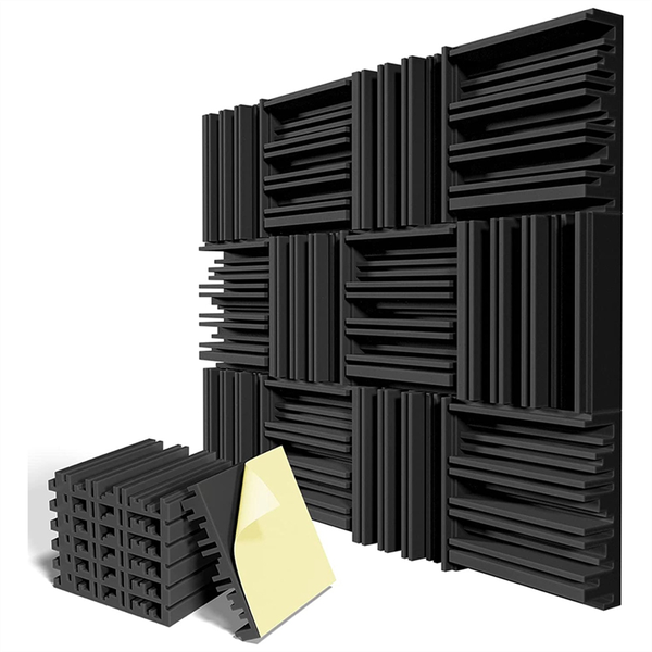 12 Pack Self-Adhesive Sound Proof Foam Panels, 12x12x2Inch Acoustic Foam, H