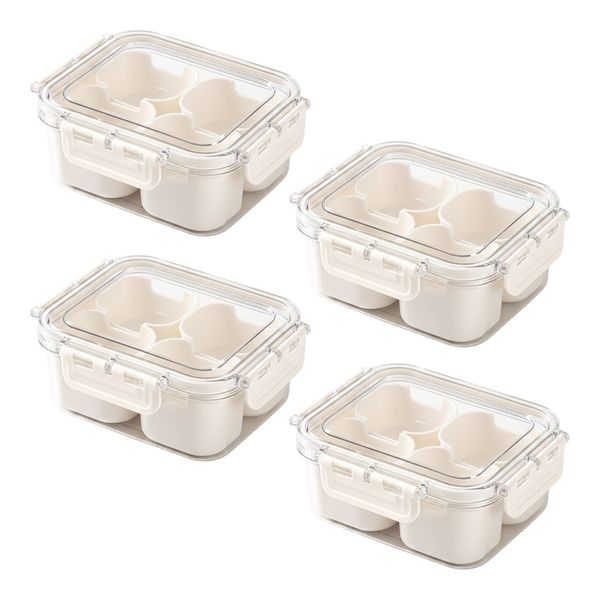 4 Pack - 4 Grid Multifunctional Food Storage Container - White