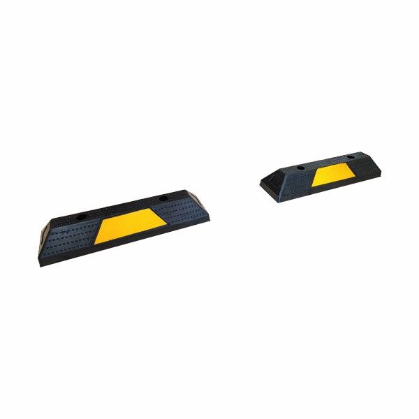2 Piece Short Rubber Wheel Stops / Parking Bumper with Reflector