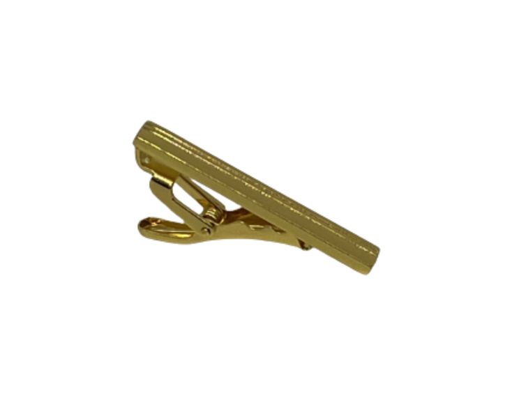 Stylish Gold Tie Clip Pin For Ties - With Stylish Lines Across