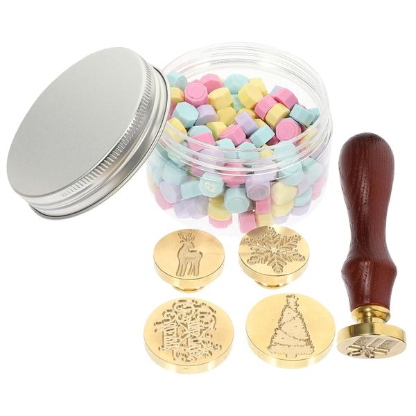 1set Christmas Sealing Kit Wax Beads Retro Design for Invitations Letters