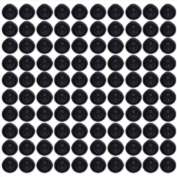 100 Pcs Round Rocker Power Switch 6A 250V Ac 2Pin Compatible with Universal
