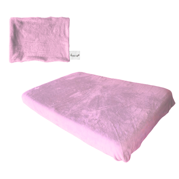 Baby Cot Fitted Sheet &amp; Pillowcase - Winter Fleece -940x660mm-Baby Pink