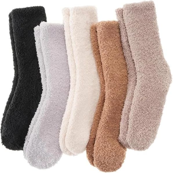 5 Pairs Fuzzy Socks, Fluffy Cozy Warm