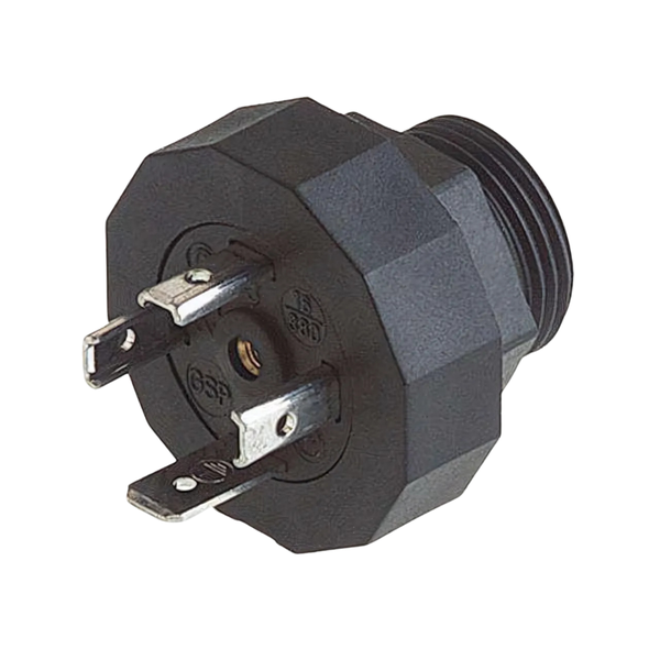 GSP316 BK Valve Connector, 3+PE, 16A, 400V, IP65, PG16, Male, Solder