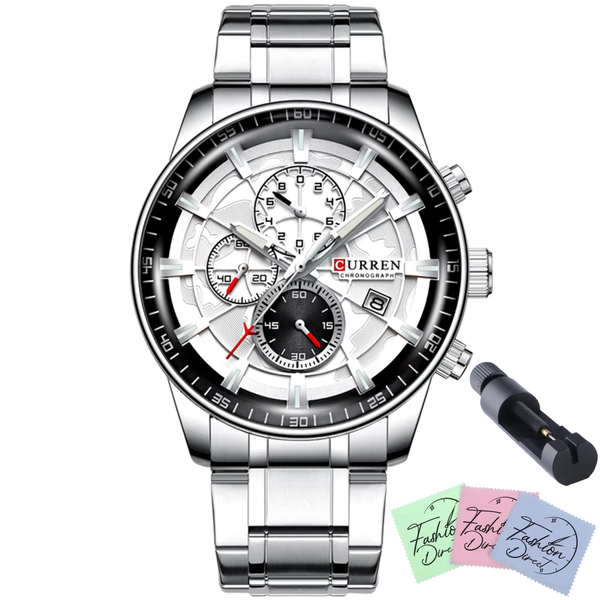 Curren - Men Luxury Sport Chronograph Stainless Steel Strap Watch