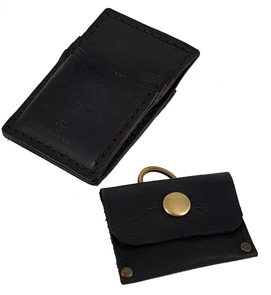 Leather Wallet &amp; Bronze Ring Coin-Bag Combo