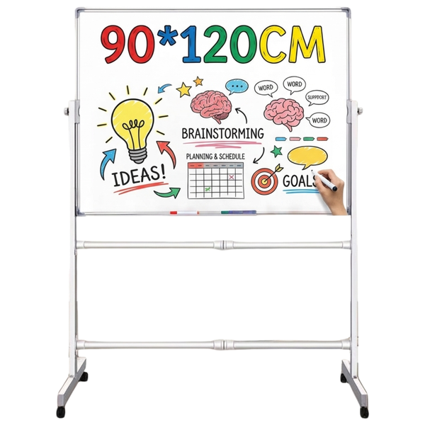 900x1200mm Mobile Double Side Stand Magnetic Whiteboard with Pen Tray