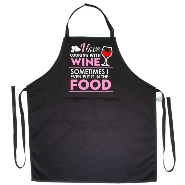 Kitchen Apron - I love cooking with wine