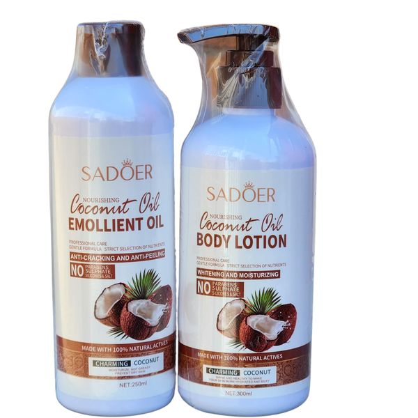 Sadoer Nourishing Coconut Oil Body Lotion And Emollient Oil Combo