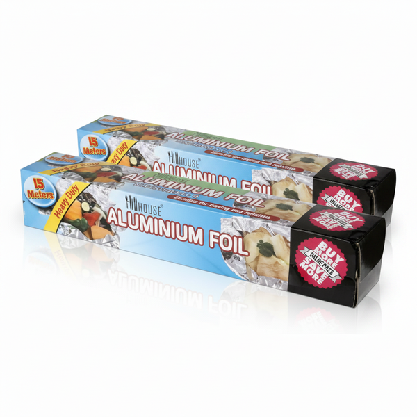 Hillhouse Heavy-Duty Disposable Aluminium Foil Roll 15m - 2 Pack