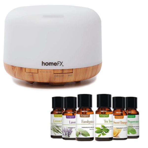 HomeFX Essential Oil LED Diffuser with 6 Aromatherapy Oils
