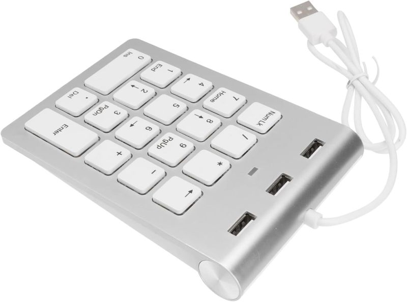 Mechanical Numeric Keypad With USB Ports Hub Silver Zinc Alloy Pad Com