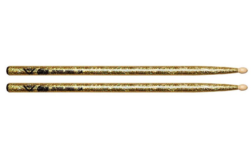Vater Percussion Color Wrap 5A Drumsticks, Gold Sparkle, Wood Tip
