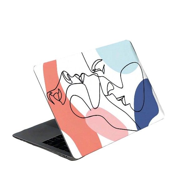 Hard Shell Face Pattern Design Case For Macbook Air 13 - M1- Pink &amp; Blue