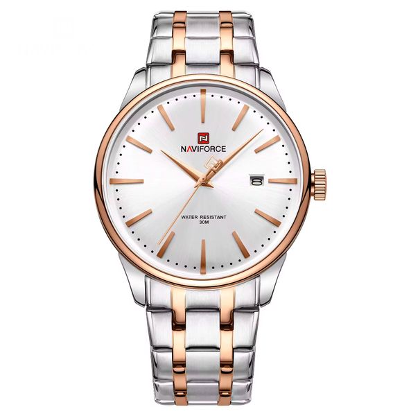Naviforce Men Rose Gold Silver Watch image
