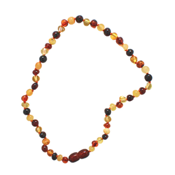 Baltic Amber Baby Teething Necklace - Cognac & Cherry Chakra Mixed ...