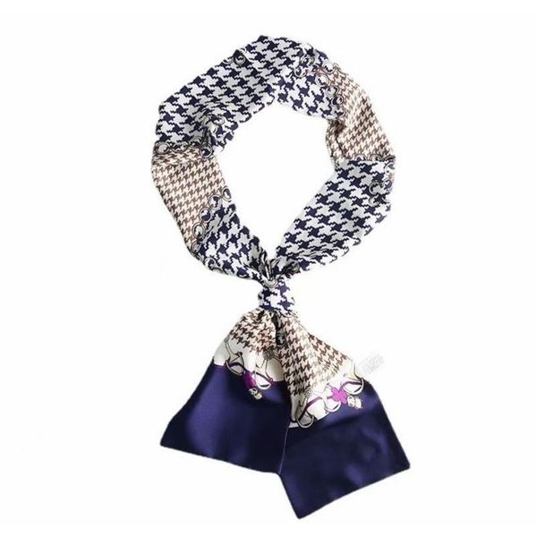 Lady's Silky Two Layered Double Sided Office Scarf/Tie - Patterns and Rings