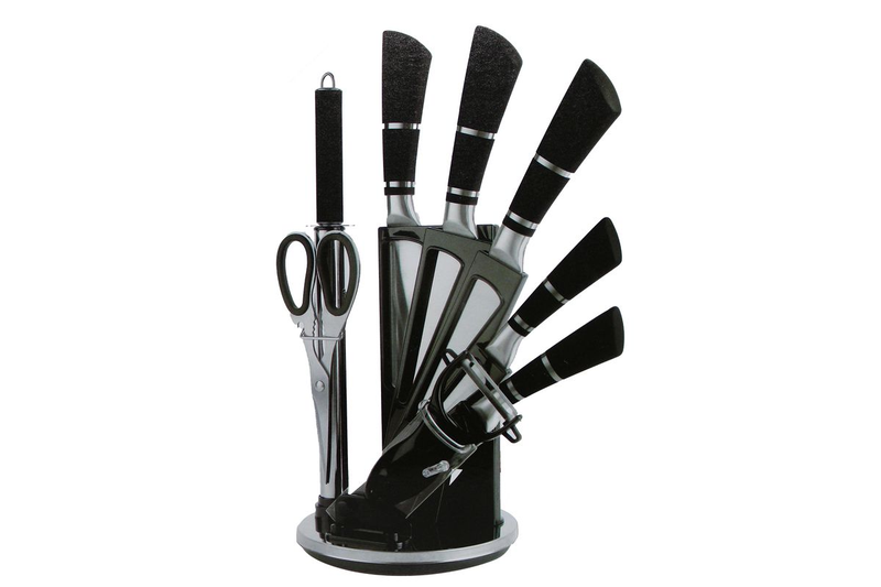 Delica 9 Piece Stainless Steel Kitchen Knife Set &amp; Rotating Stand
