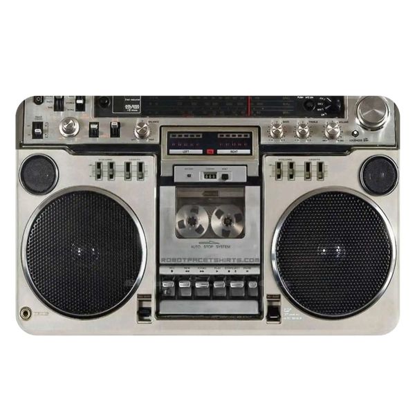 Home Decor Indoor Vintage Boom Box Cassete Non-Slip Retro Rug