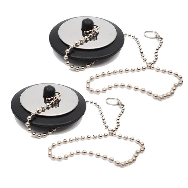 Kitchen Tool Rubber Tub Plug With Chain Sink Strainer (5CM) Set Of 2