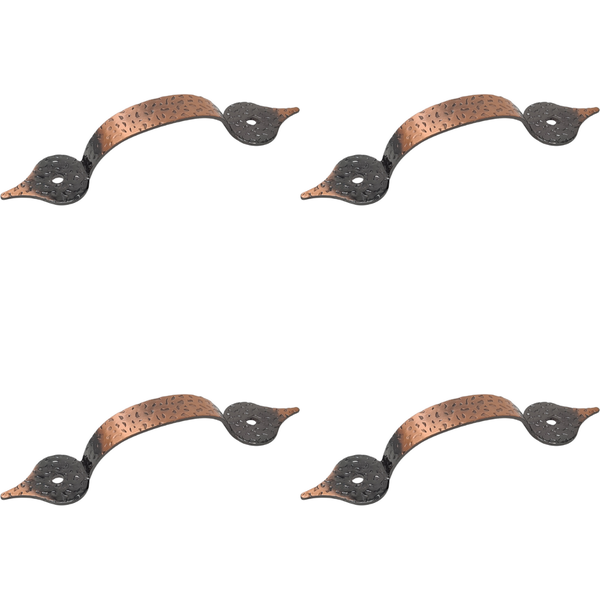 Antique Copper Embossed Cupboard Handle - Pack of 4