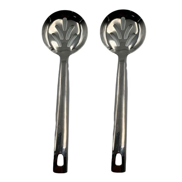 Quality Stainless Steel Skimmer Round Cut Out Design 2 Piece 26cm