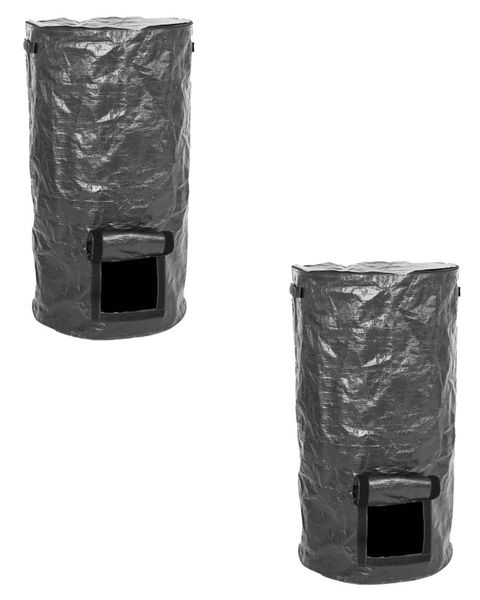 57L Garden Compost Bag Heavy-Duty PE with Dual Openings &amp; Handles Pack of 2