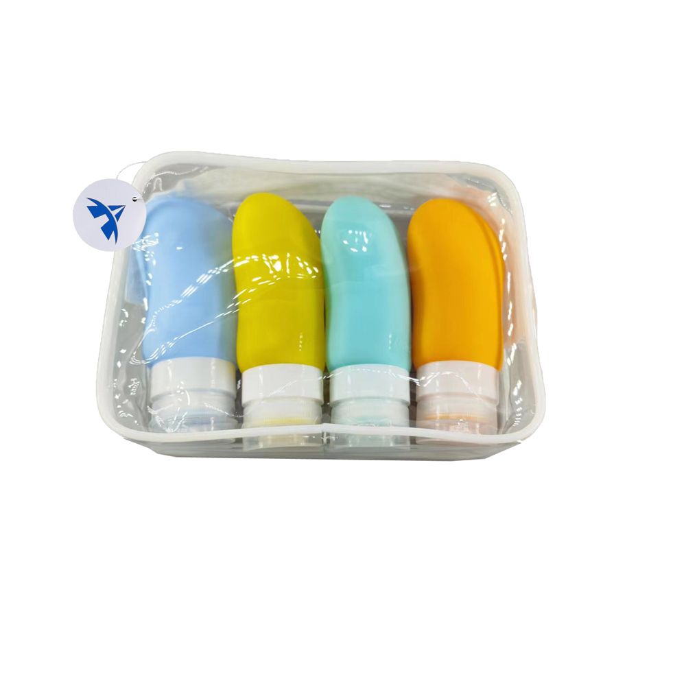 4 Piece Leak Proof Refillable Silicone Travel Bottles with Carry Bag