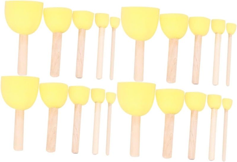 20pcs Wooden Handle Sponge Painting Brush Set Boys and Girls Art Drawing