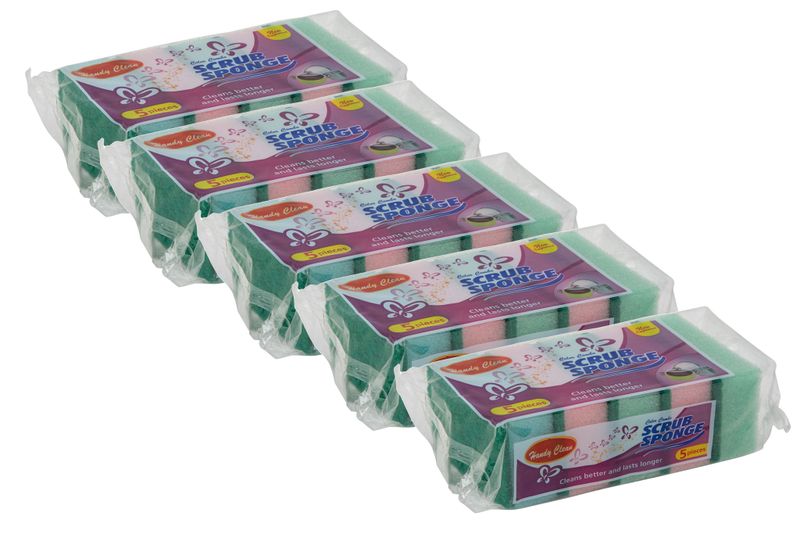 Dishwash Sponge Scrub 5-Piece Colour Combo 5 Pack