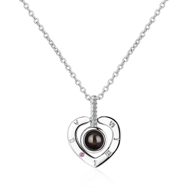 SliverCity Love Languages Projection Pendant Heart Necklace