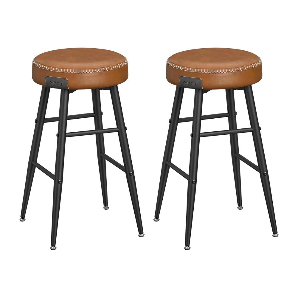 Vasagle Kitchen Bar Stool Chair, Height 63cm Set of 2, Brown