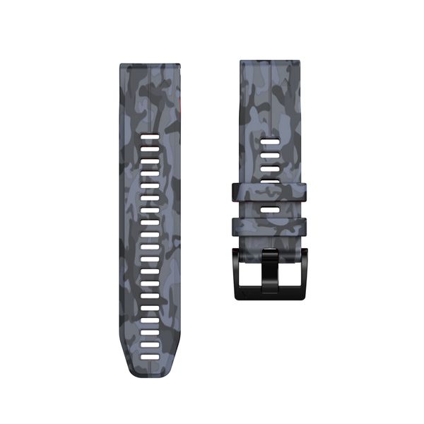 For Garmin Fenix 7X Camouflage Silicone Watch Band(Grey)