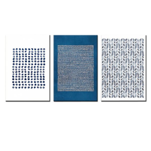 Canvas-Art-3 Pieces Blue &amp; White Abstract Wall Art