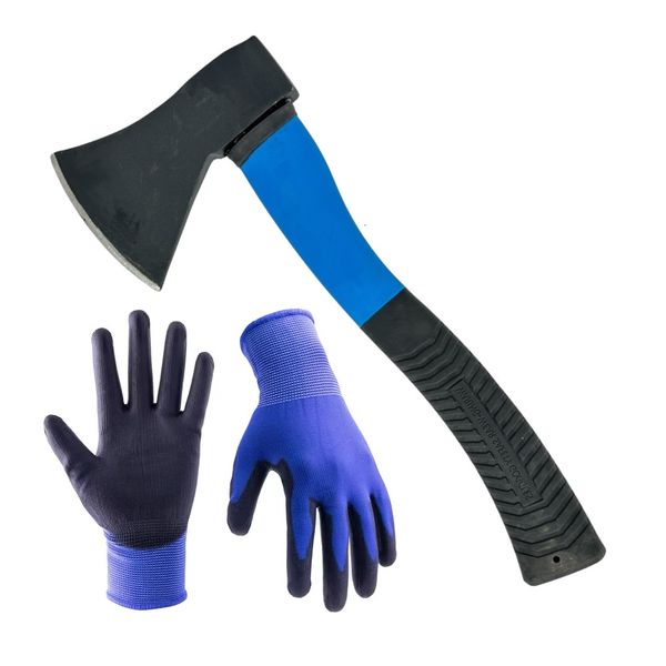800G Ergonomic Axe With Anti-Slip Grip And Heavy-Duty Safety Gloves