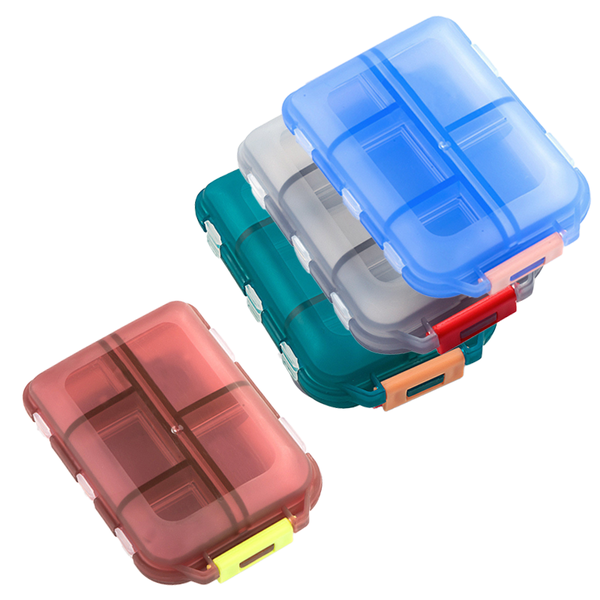 4 Pieces Travel Pill Organize Portable 2-Layer 10 Compartments Pill Box